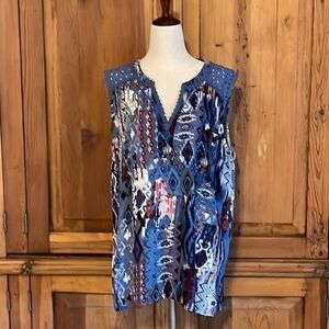 Suzanne Betro Viscose-Cotton Eyelet Embroidered Blouse Sz. L